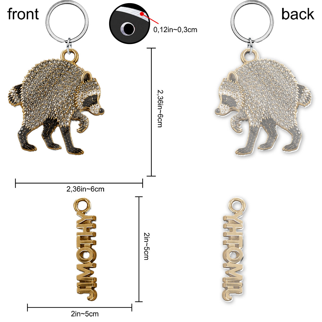 Vintage Jimothy Raccoon - Personalized Raccoon Keychain With Charms