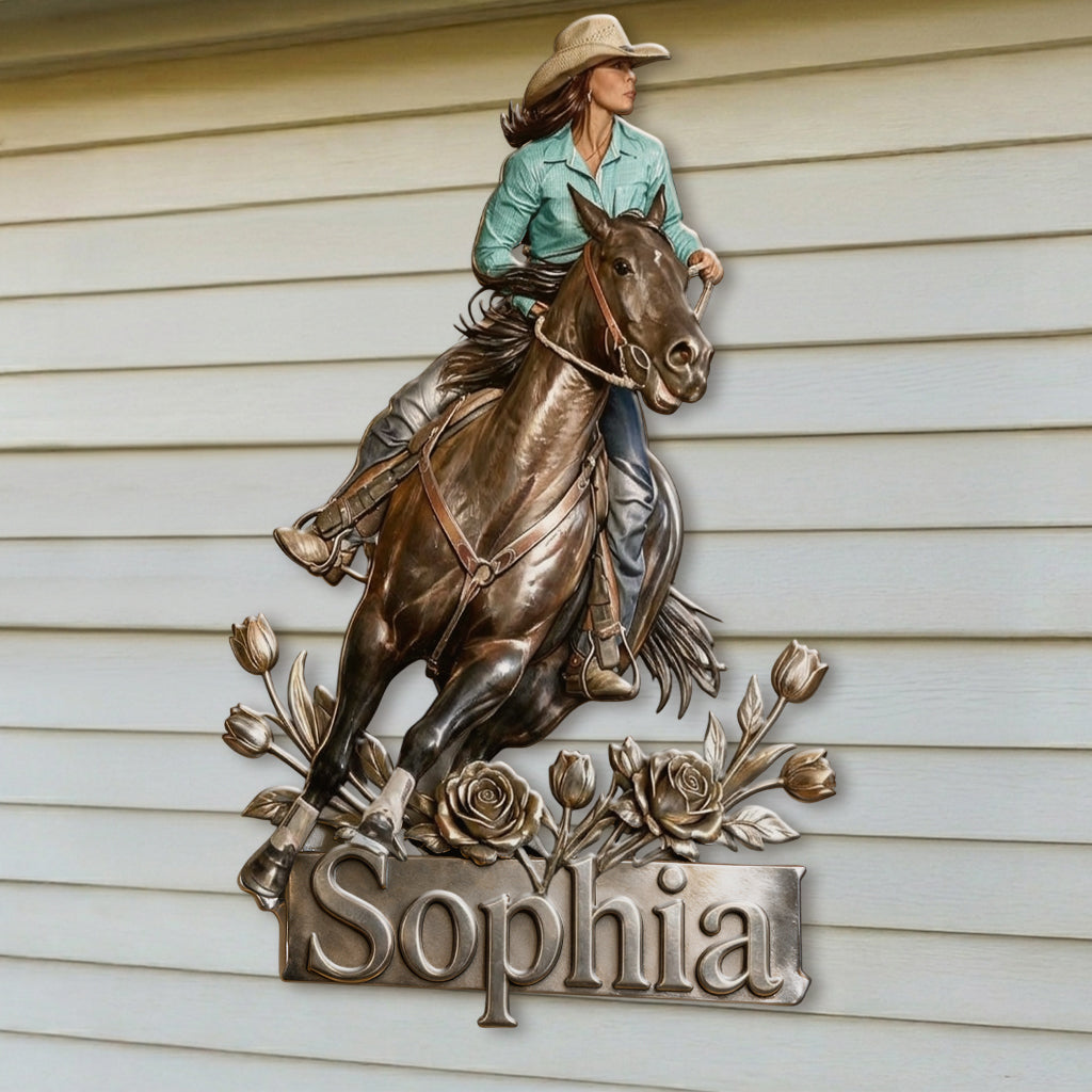 Love Horses - Personalized Horse 3D Printed Cut Metal Sign