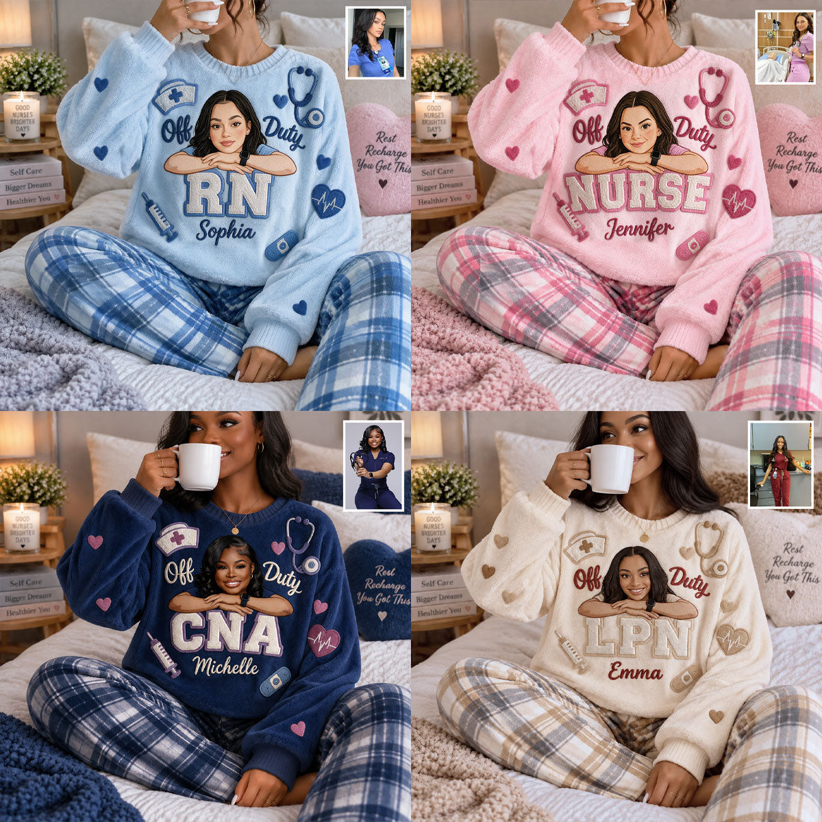 Off Duty Nurse - Personalized Nurse Fleece Lounge Set