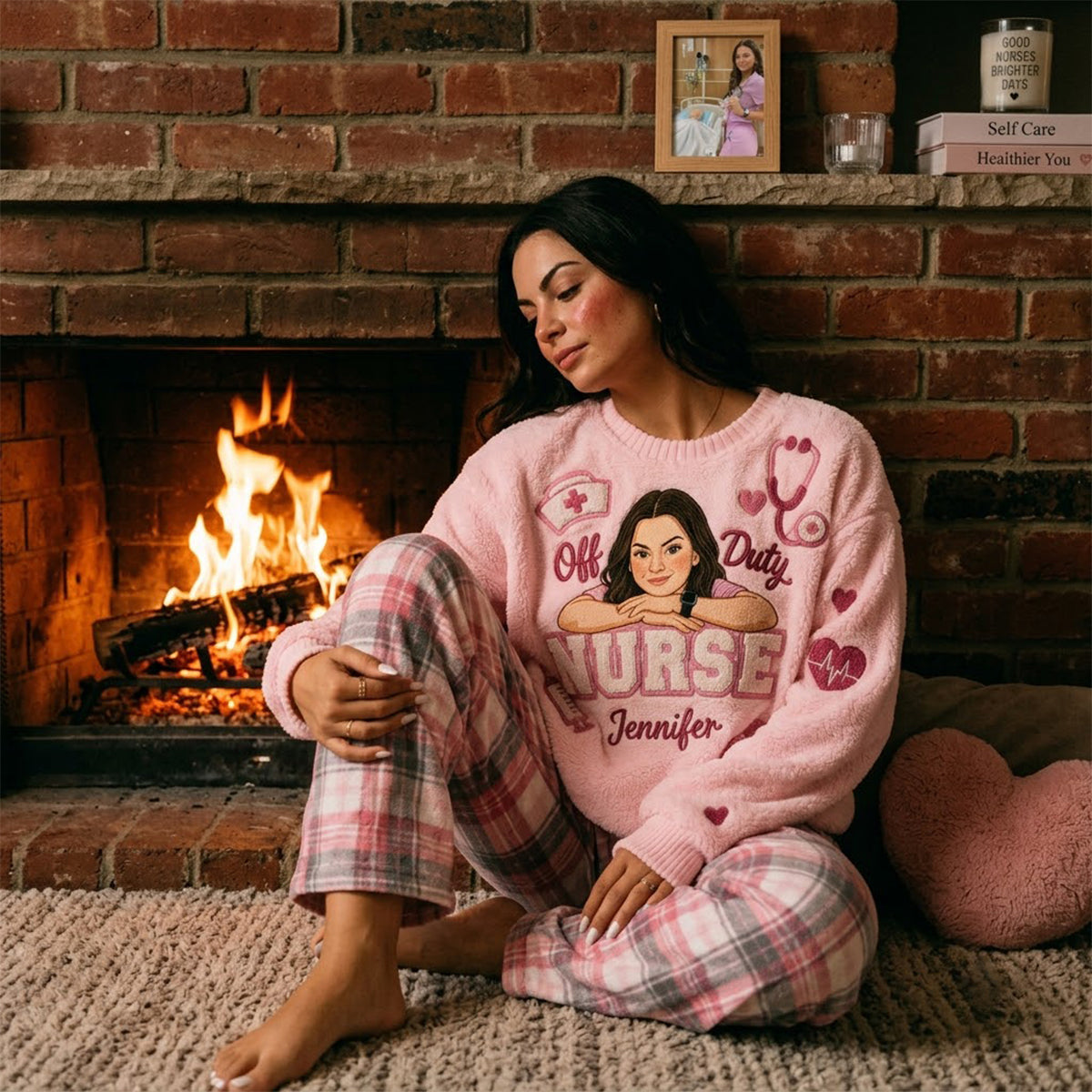 Off Duty Nurse - Personalized Nurse Fleece Lounge Set