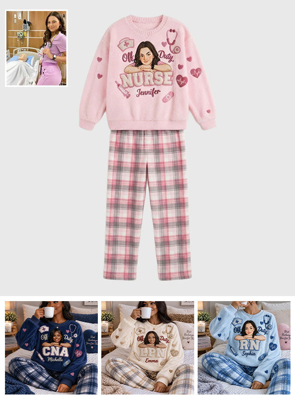 Off Duty Nurse - Personalized Nurse Fleece Lounge Set