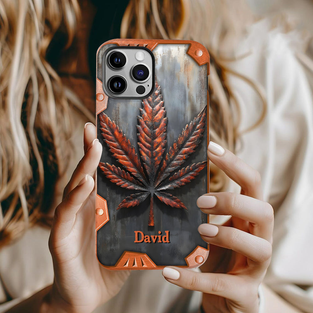 Atemberaubendes Blatt - Personalisierte Handyhülle mit Cannabis-Vollbilddruck