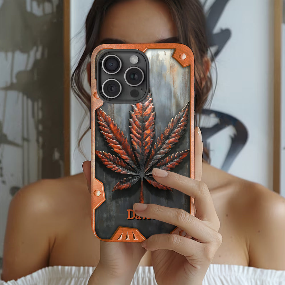 Atemberaubendes Blatt - Personalisierte Handyhülle mit Cannabis-Vollbilddruck