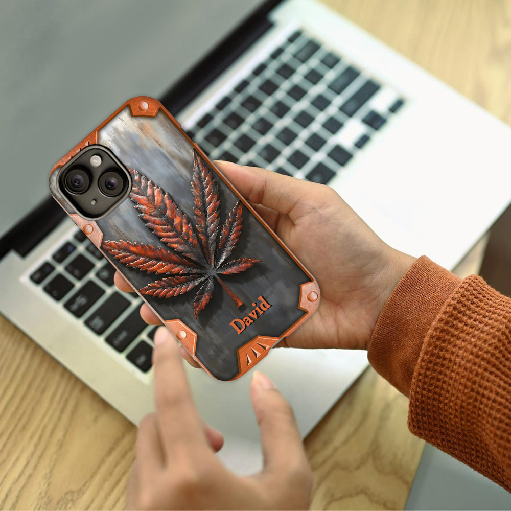 Atemberaubendes Blatt - Personalisierte Handyhülle mit Cannabis-Vollbilddruck