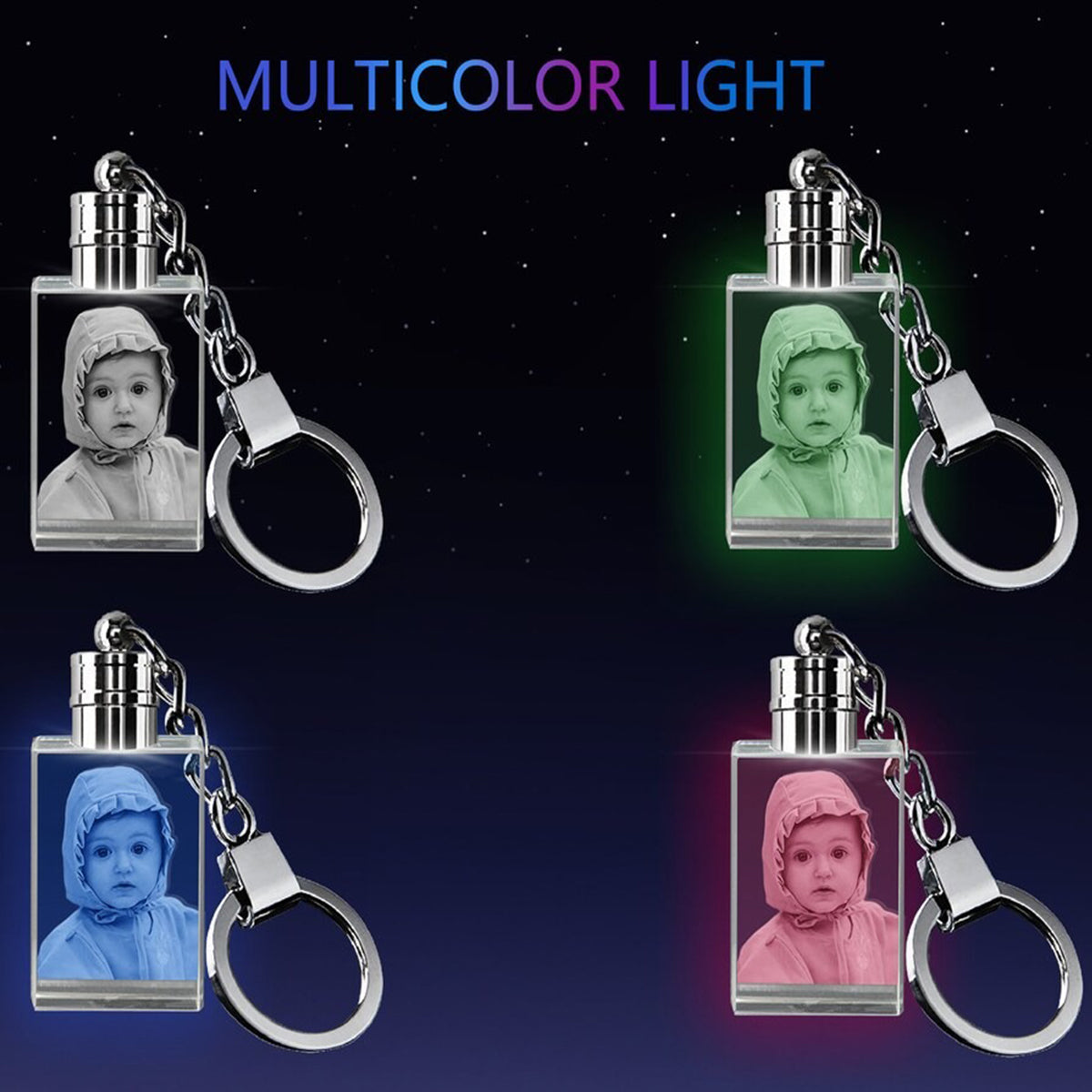 Mother Holding Hands - Personalized Mother LED Light Crystal Keychain