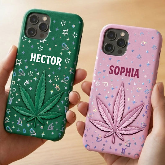 Stoner Chick – Personalisierte Handyhülle aus Leder mit Weed-Motiv