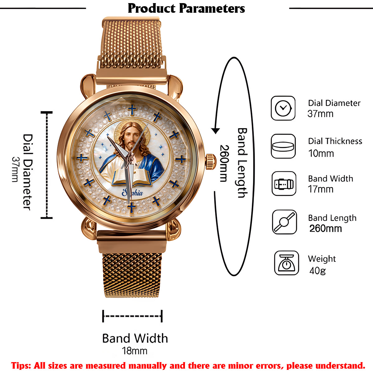 Faith Over Fear - Personalized Christian Women Hand Watch