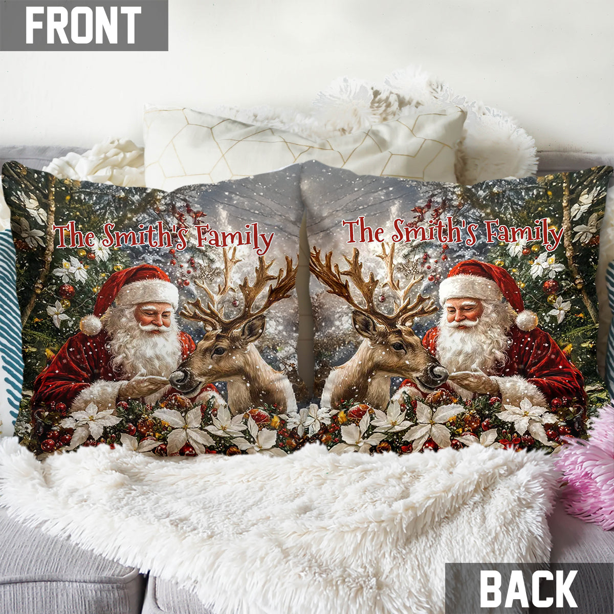 Coussin décoratif de Noël personnalisé Père Noël