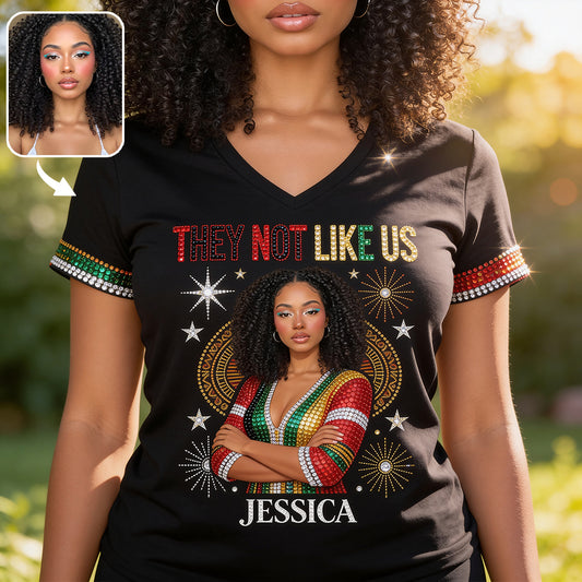They Not Like Us - Personalized African American Fully Printed V-Neck T-Shirt