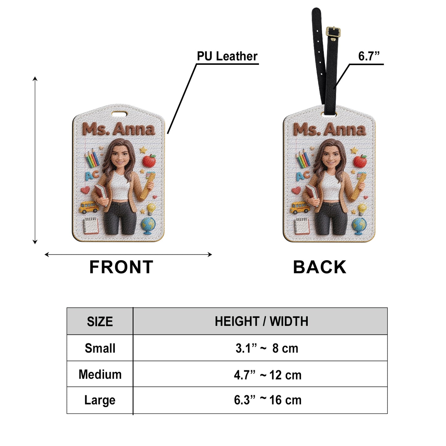 Custom Portrait Teacher - Personalized Teacher Luggage Tag