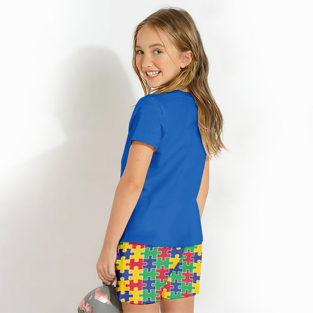 Alphabet puzzle coloré - T-shirt et short personnalisés pour enfant