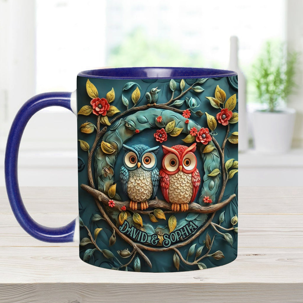 Owl Couple - Personalized Couple Accent Mug