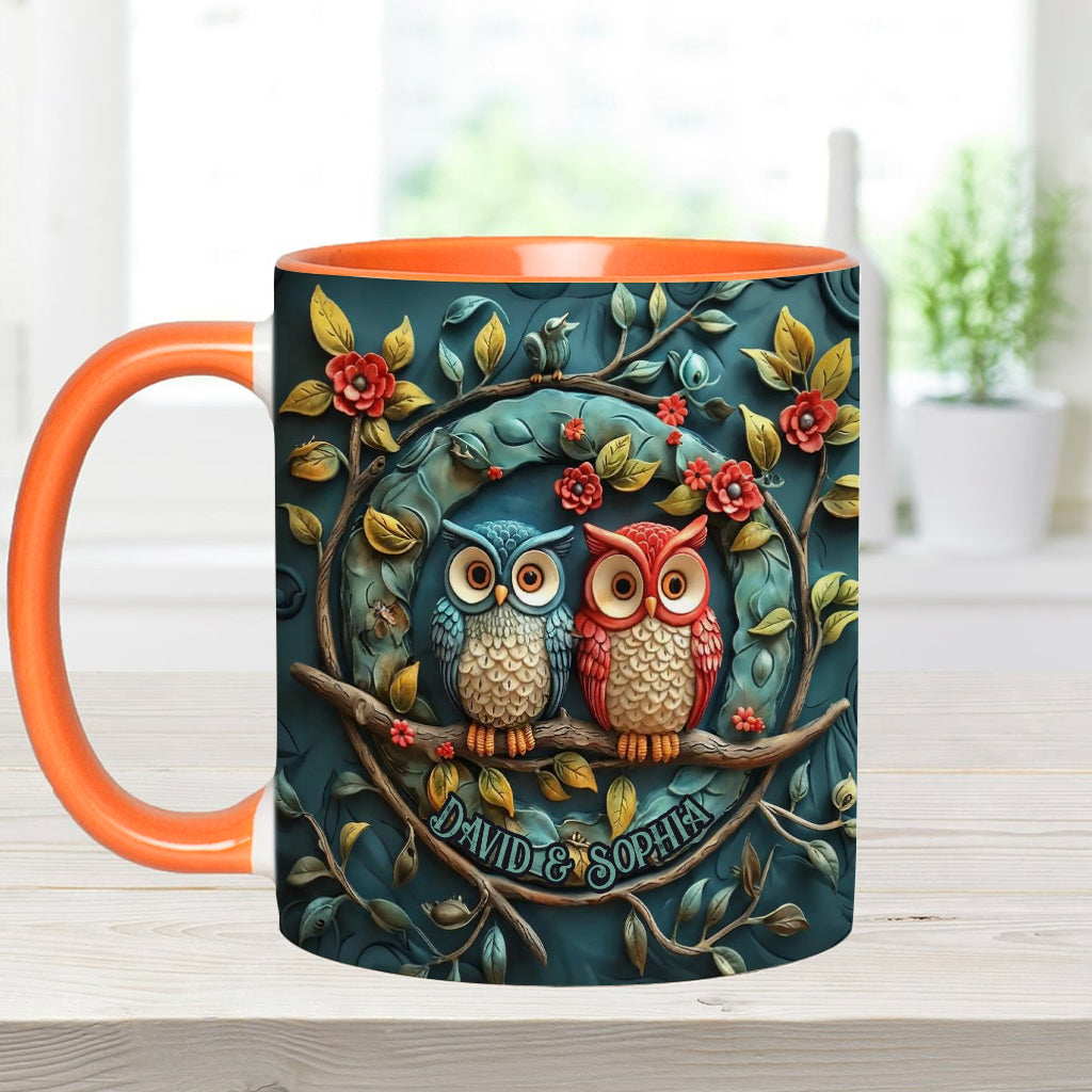 Owl Couple - Personalized Couple Accent Mug