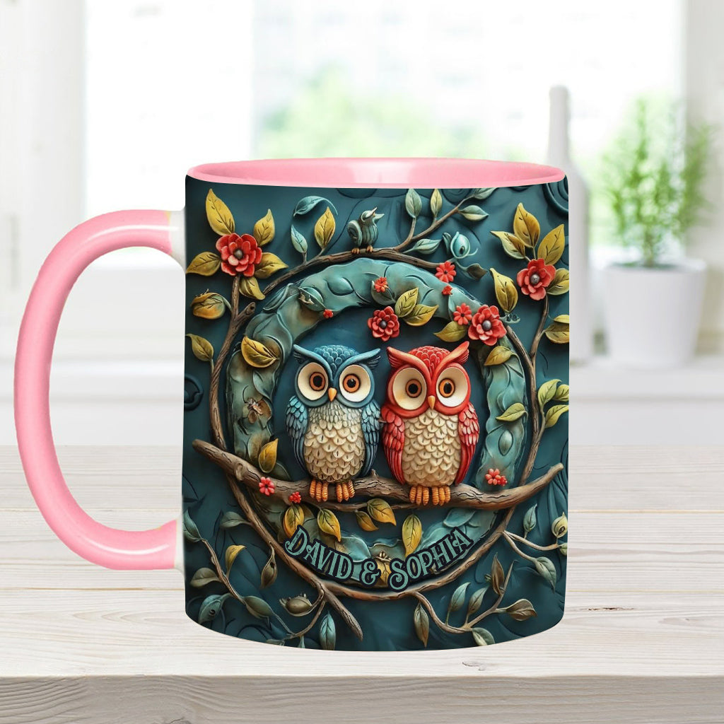 Owl Couple - Personalized Couple Accent Mug