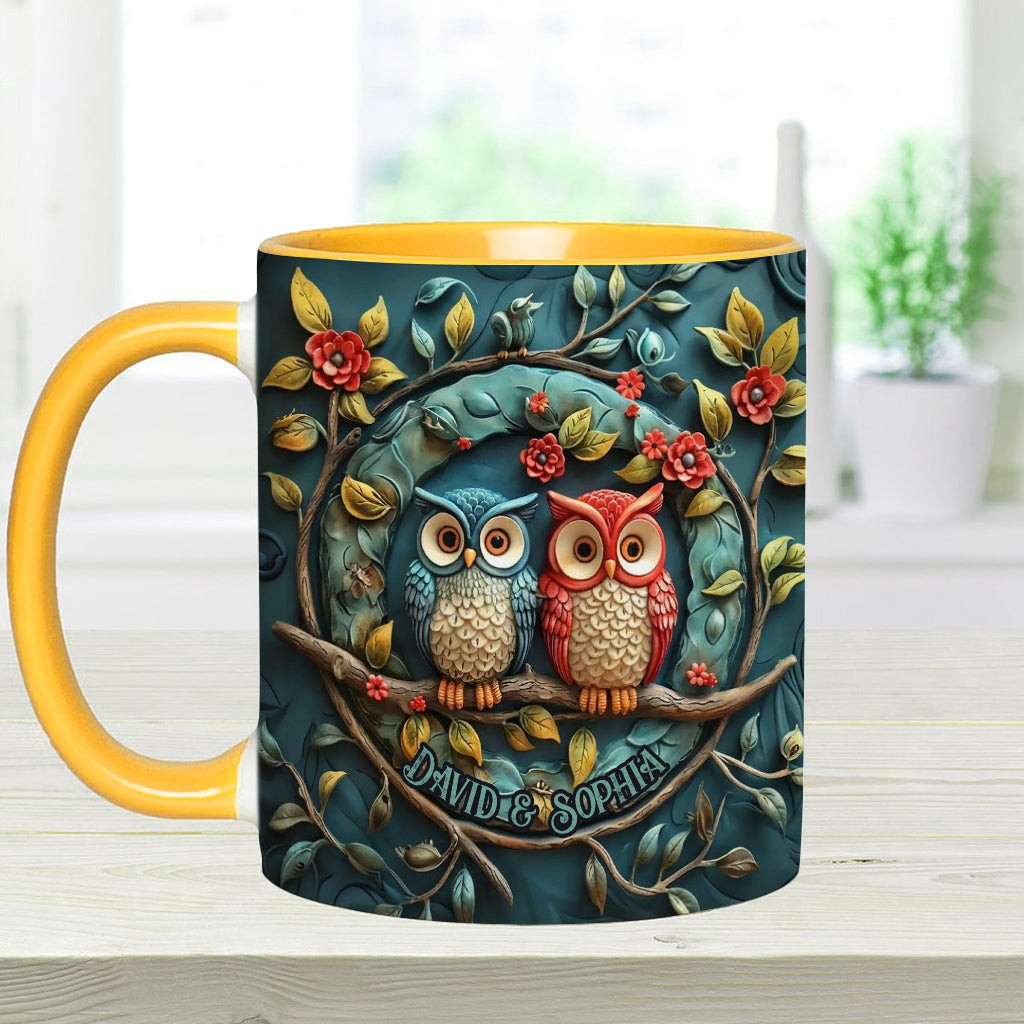 Owl Couple - Personalized Couple Accent Mug