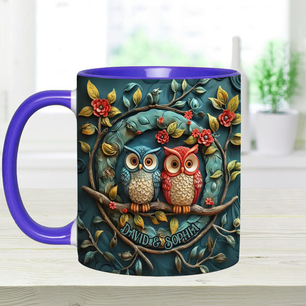 Owl Couple - Personalized Couple Accent Mug