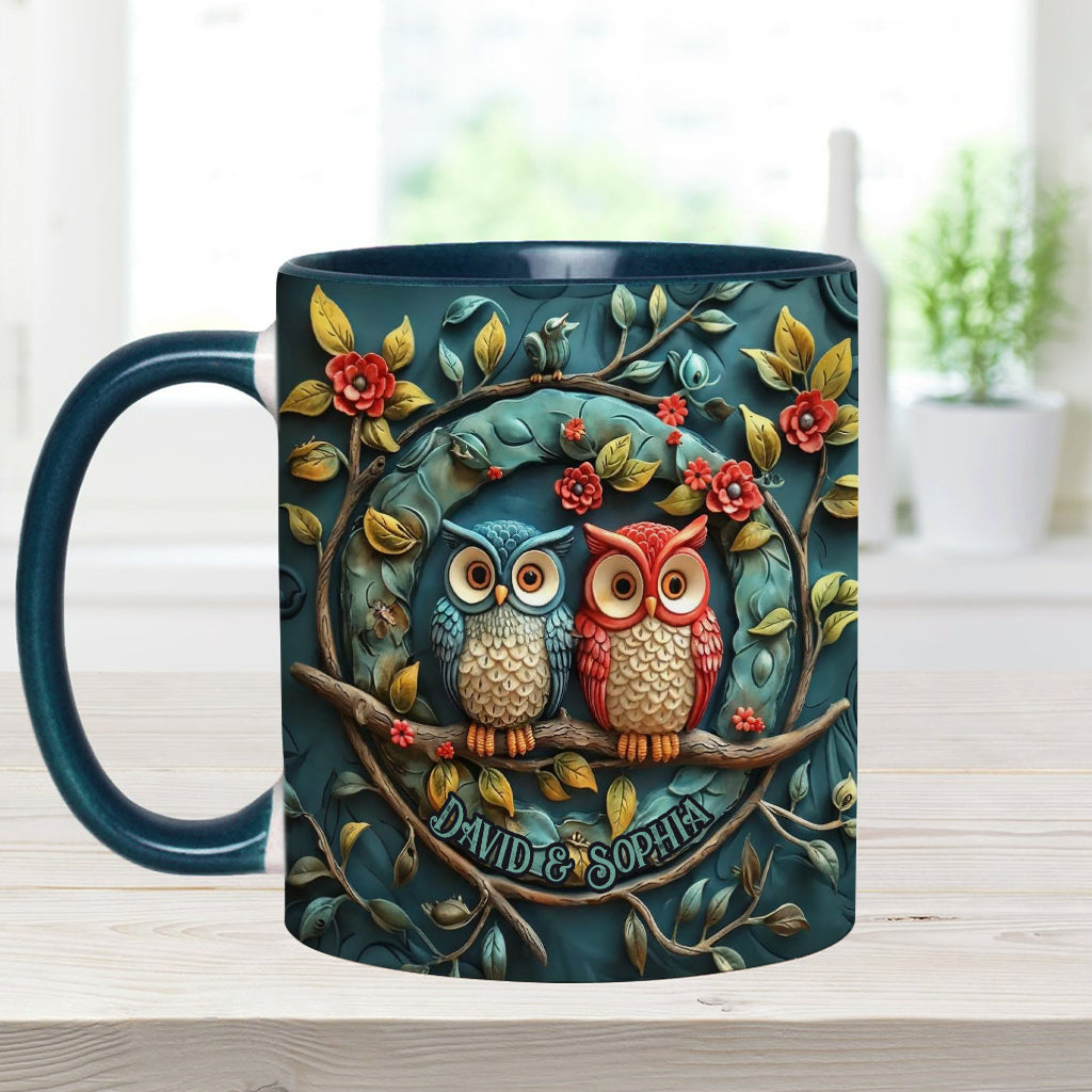 Owl Couple - Personalized Couple Accent Mug
