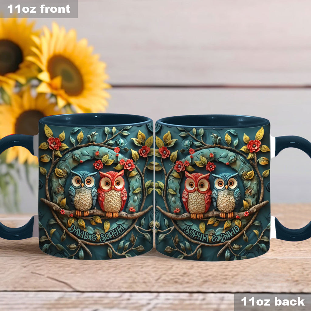 Owl Couple - Personalized Couple Accent Mug
