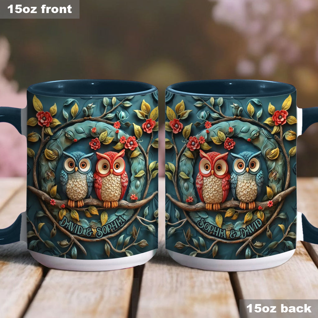 Owl Couple - Personalized Couple Accent Mug