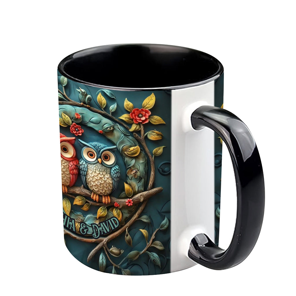 Owl Couple - Personalized Couple Accent Mug