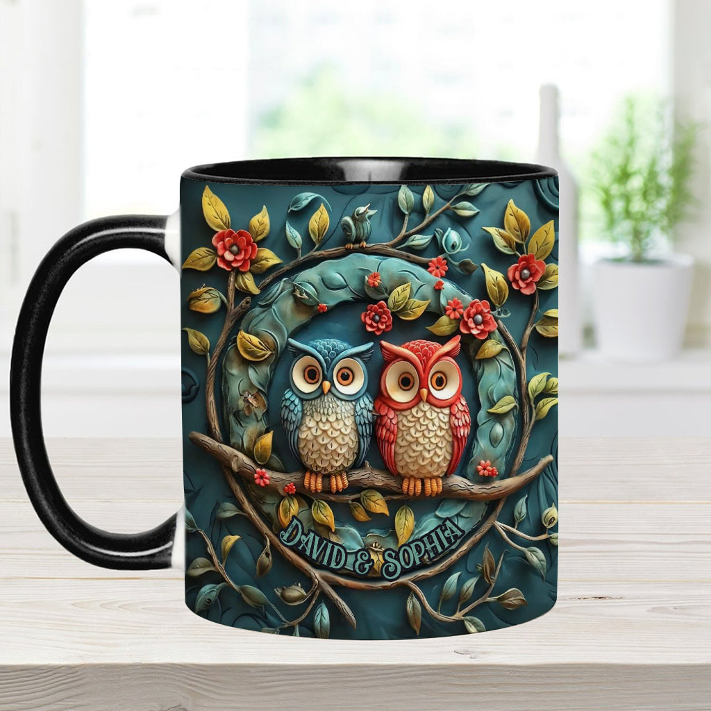 Owl Couple - Personalized Couple Accent Mug