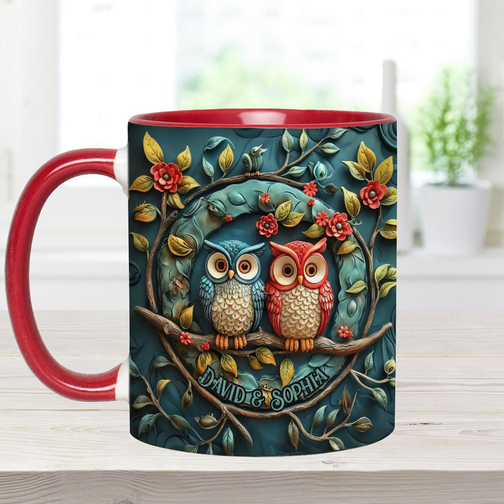 Owl Couple - Personalized Couple Accent Mug