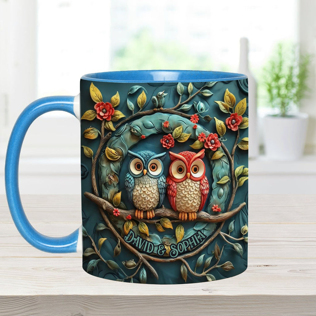 Owl Couple - Personalized Couple Accent Mug