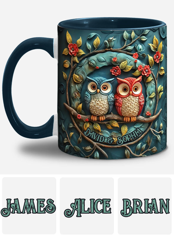 Owl Couple - Personalized Couple Accent Mug
