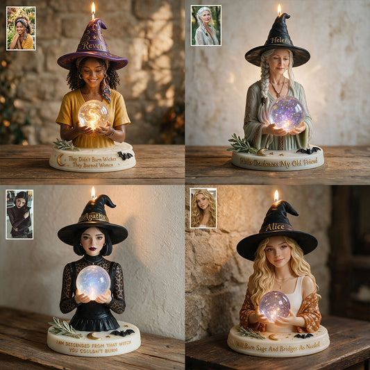 Moon Child - Personalized Witch Custom Shape Wooden Candle Holder