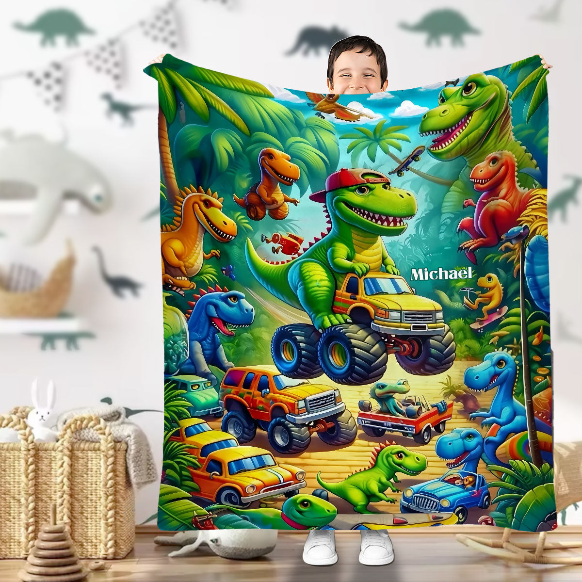 Gemütliche Dinosaurier-Truck-Kinderdecke