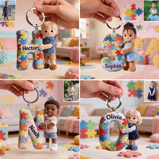 Autism Awareness Alphabet - Personalized Autism Awareness Plush Keychain