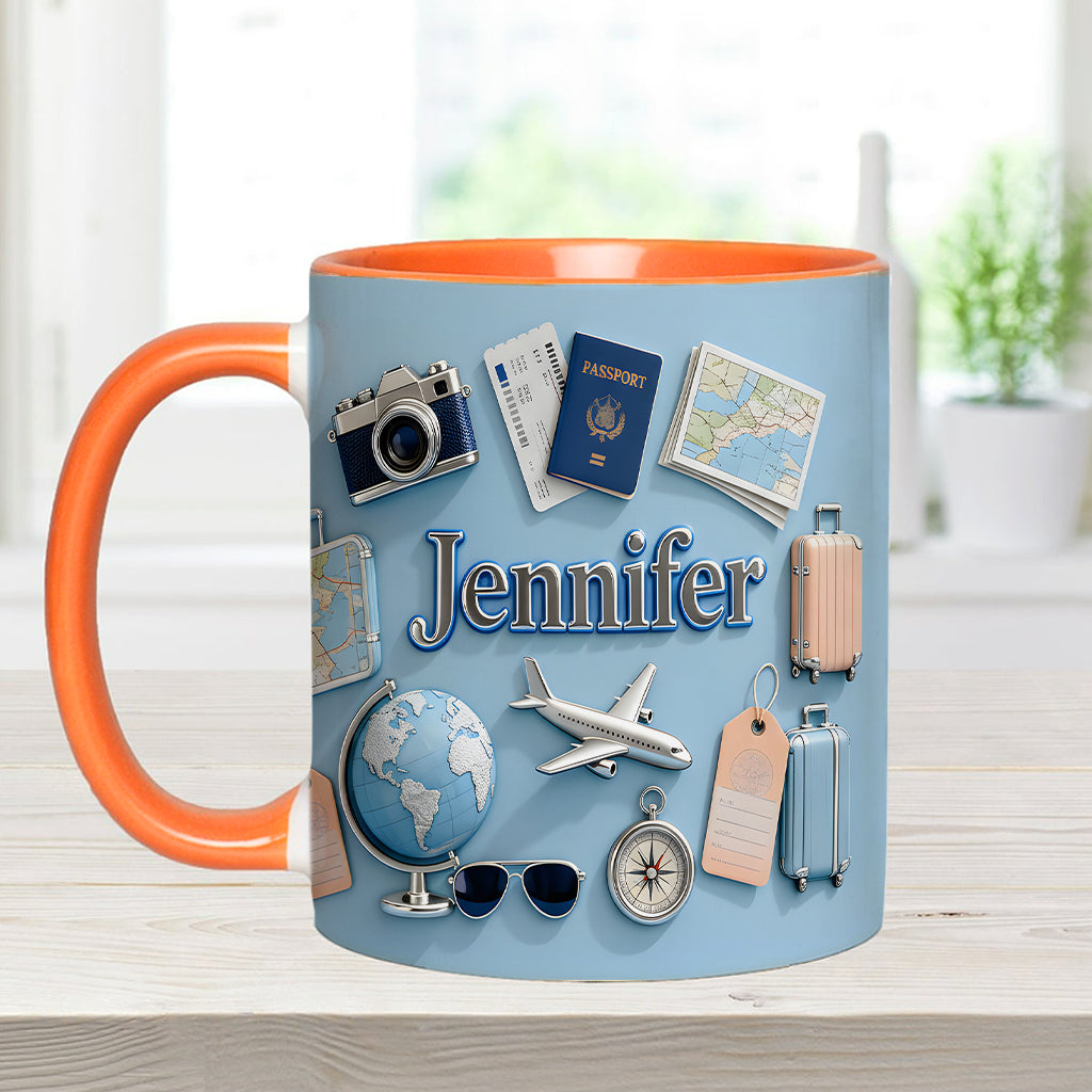 Einfach ein Mädchen, das Reisen liebt – Personalisierter Reisebecher & Untersetzer