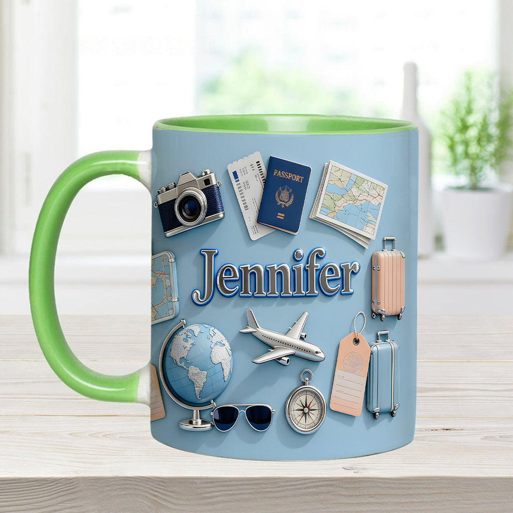 Einfach ein Mädchen, das Reisen liebt – Personalisierter Reisebecher & Untersetzer