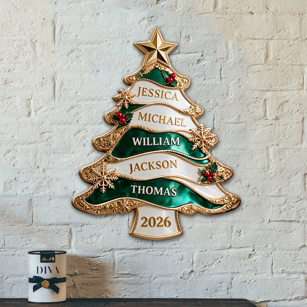 Merry Christmas - Personalized Family 3D Printed Cut Metal Sign