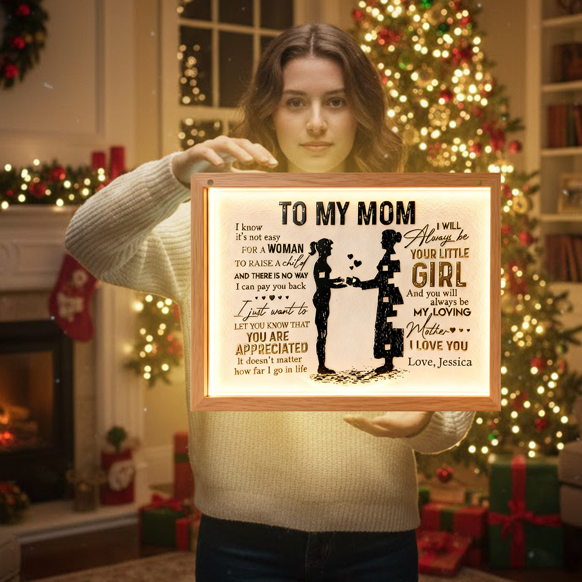 An meine Mama – Personalisiertes Acryl-Schild mit LED-Beleuchtung für Mama