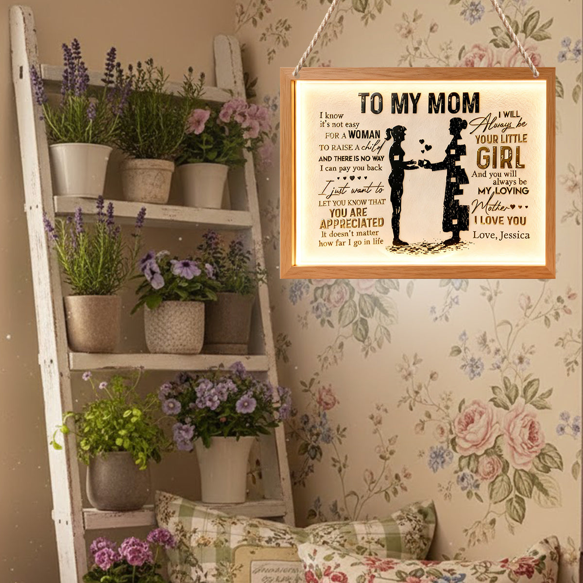An meine Mama – Personalisiertes Acryl-Schild mit LED-Beleuchtung für Mama