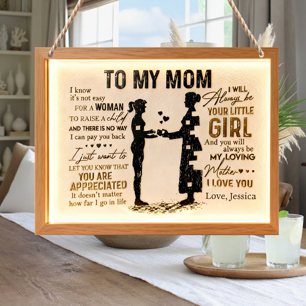 An meine Mama – Personalisiertes Acryl-Schild mit LED-Beleuchtung für Mama