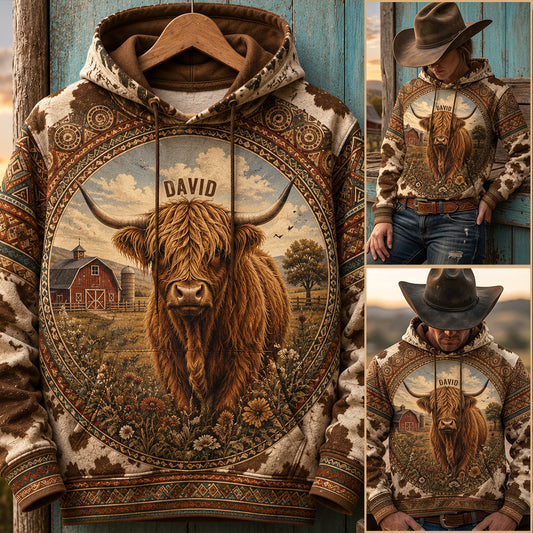 Highland Cow Farm - Personalisierte Highland Cow All Over Shirt