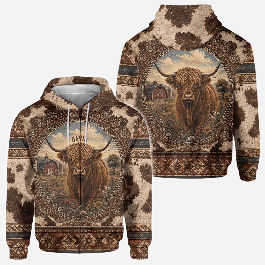 Highland Cow Farm - Personalisierte Highland Cow All Over Shirt
