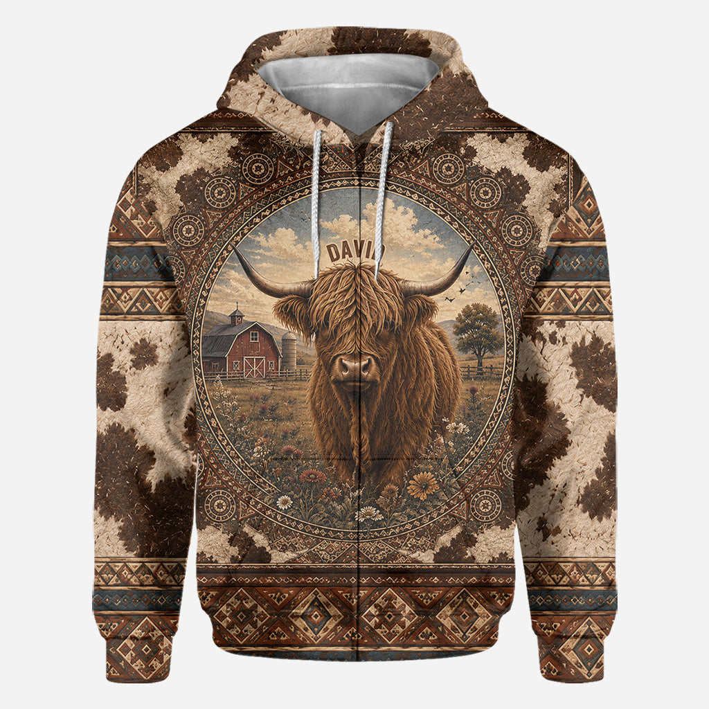 Highland Cow Farm - Personalisierte Highland Cow All Over Shirt