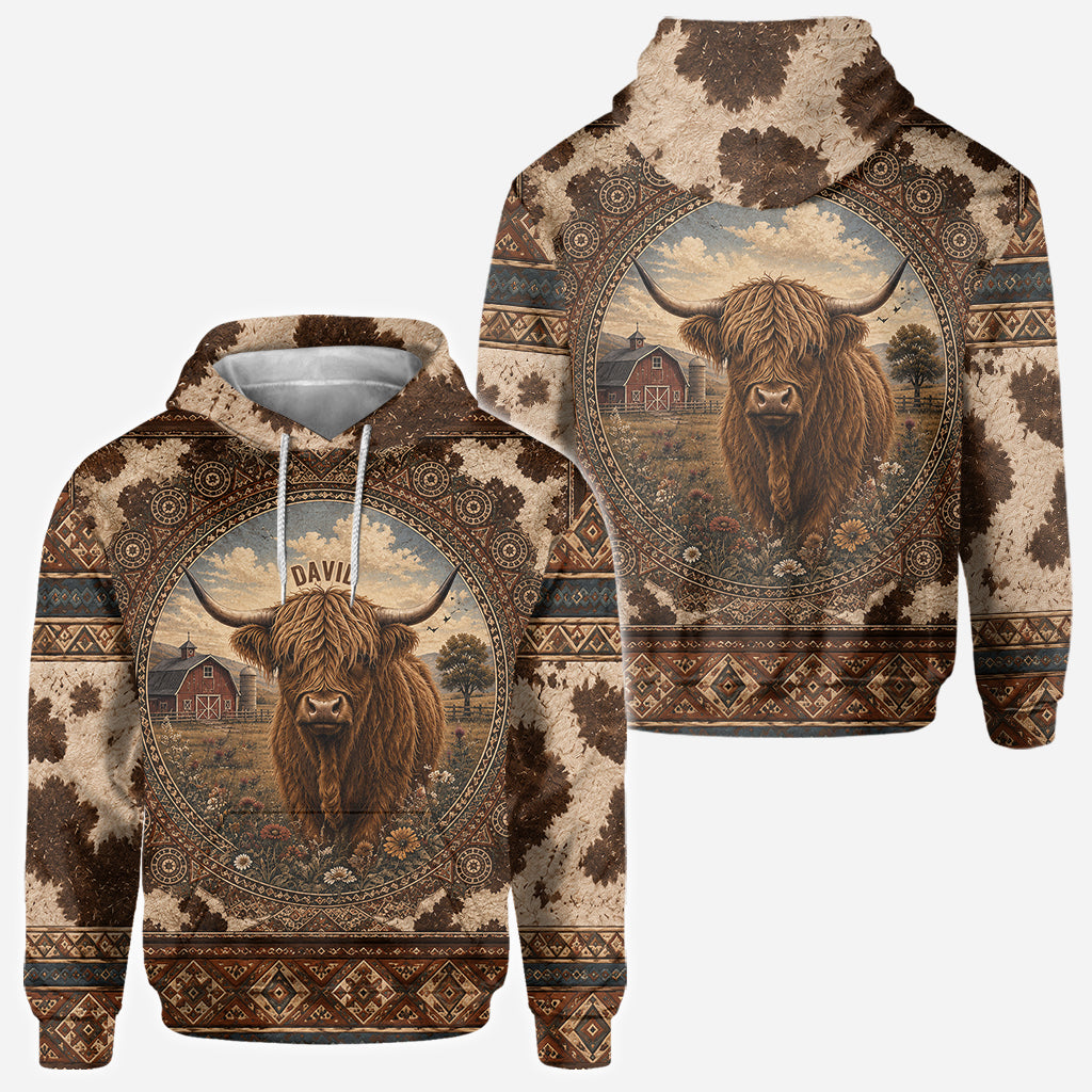 Highland Cow Farm - Personalisierte Highland Cow All Over Shirt