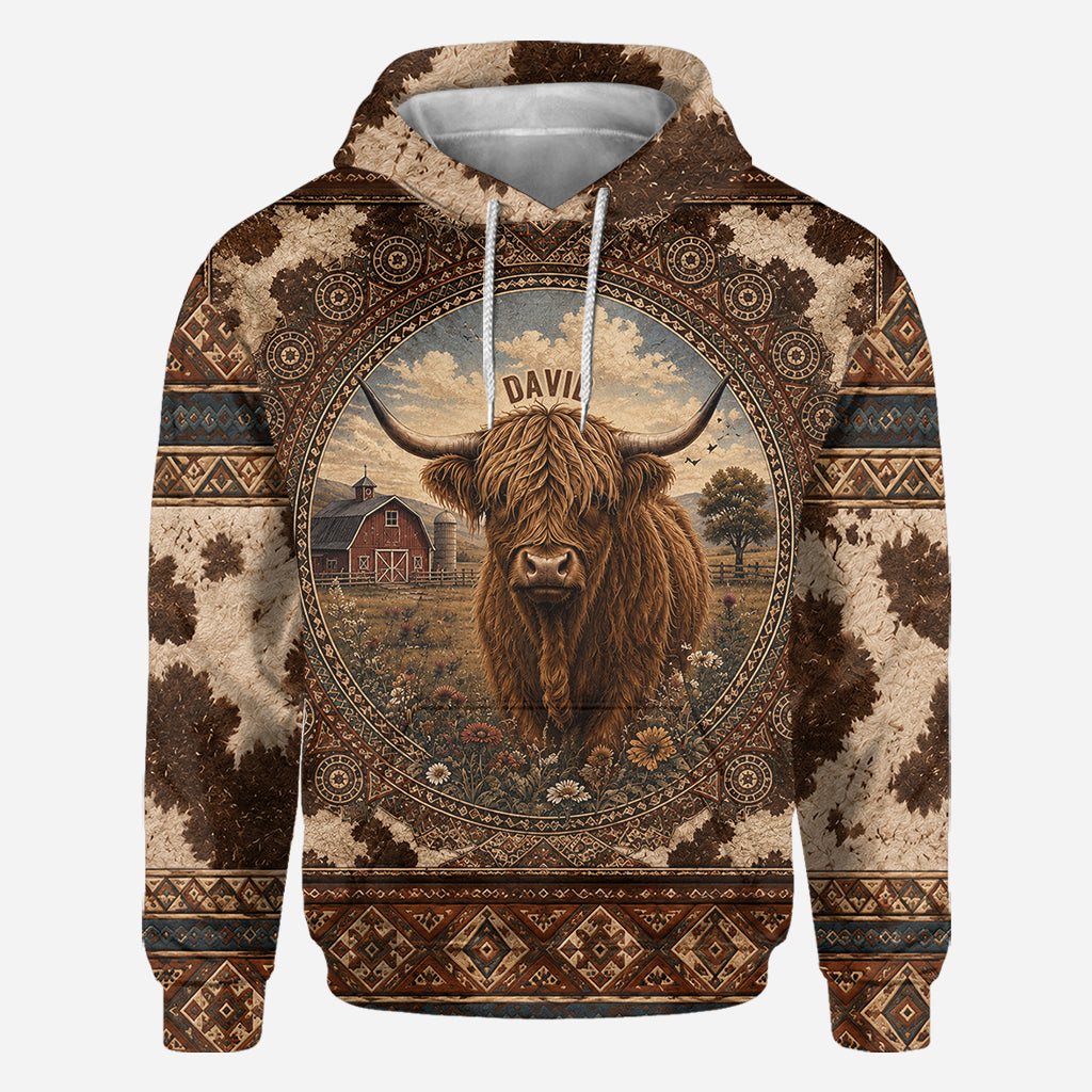 Highland Cow Farm - Personalisierte Highland Cow All Over Shirt