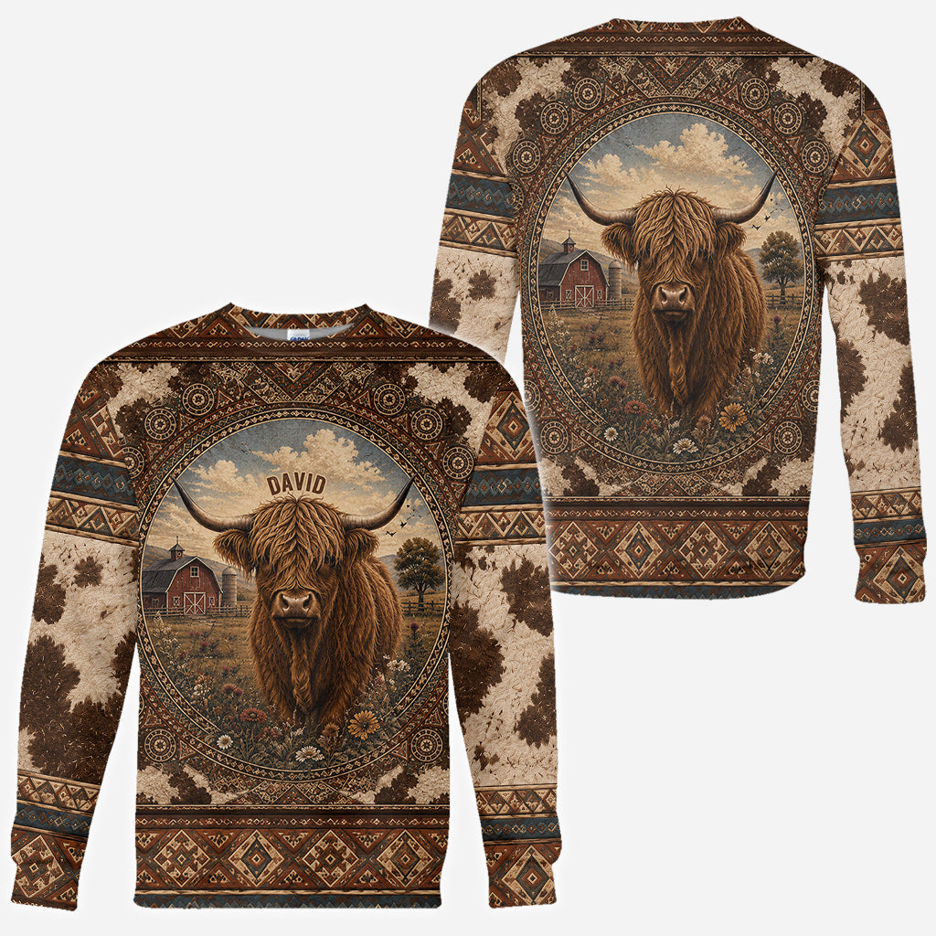 Highland Cow Farm - Personalisierte Highland Cow All Over Shirt