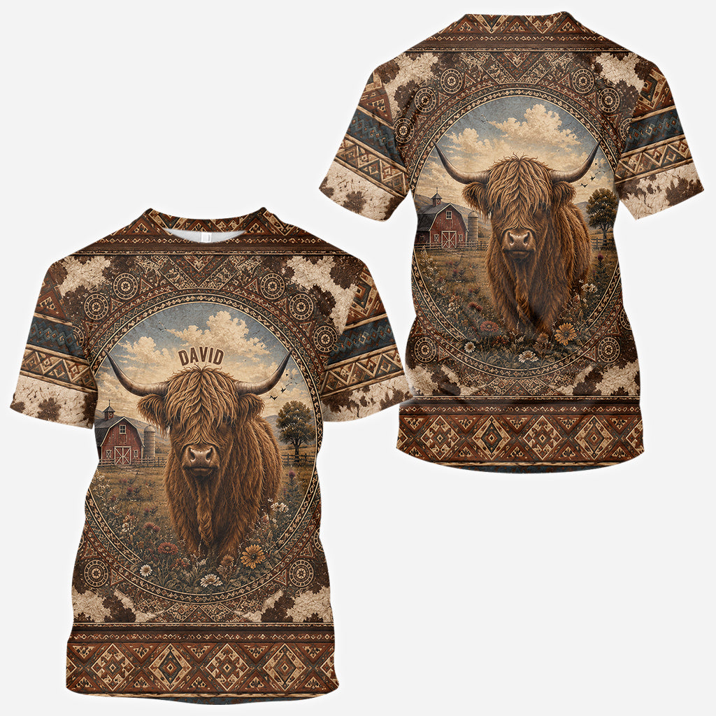 Highland Cow Farm - Personalisierte Highland Cow All Over Shirt