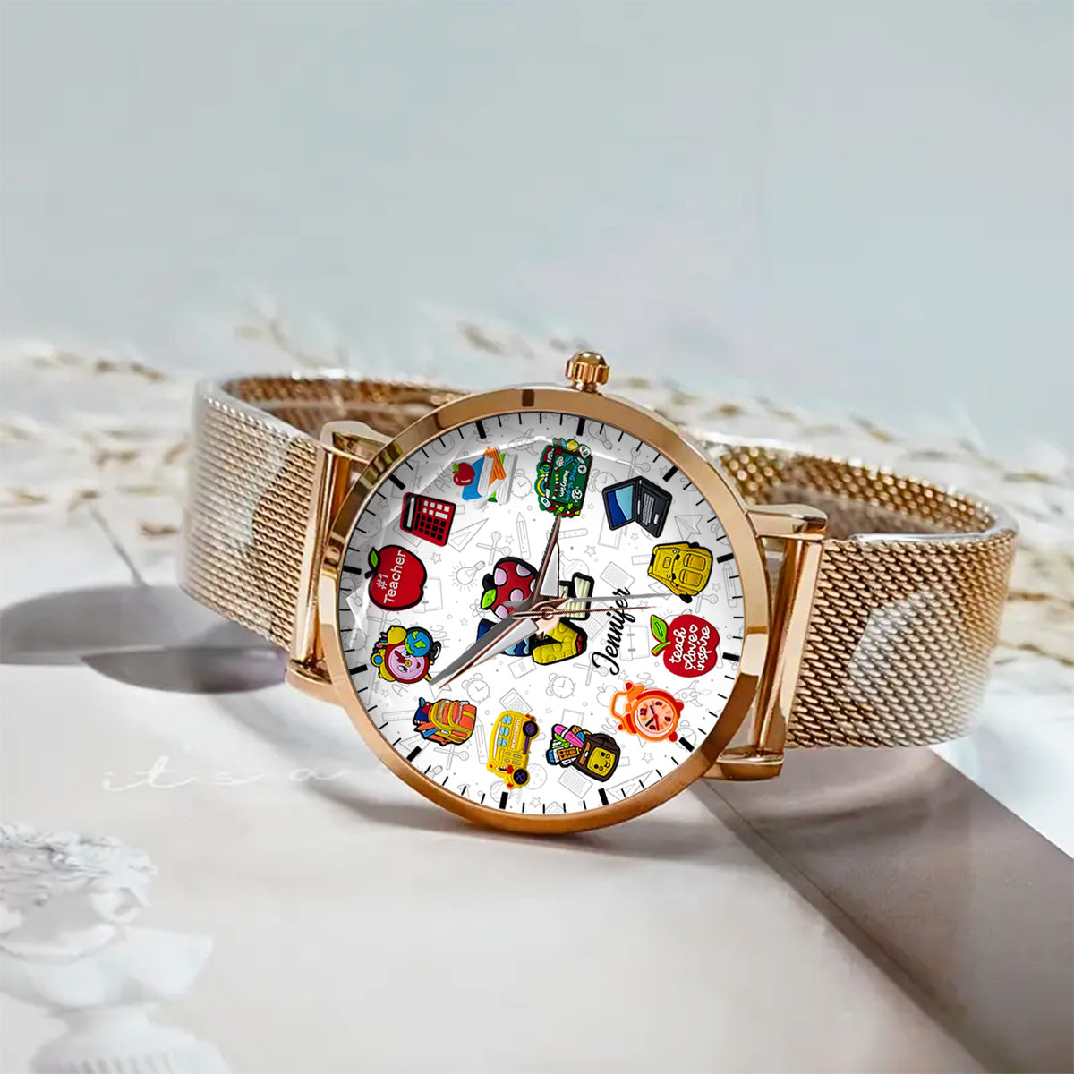Montre personnalisée pour enseignantes passionnées - Montre-bracelet pour enseignantes