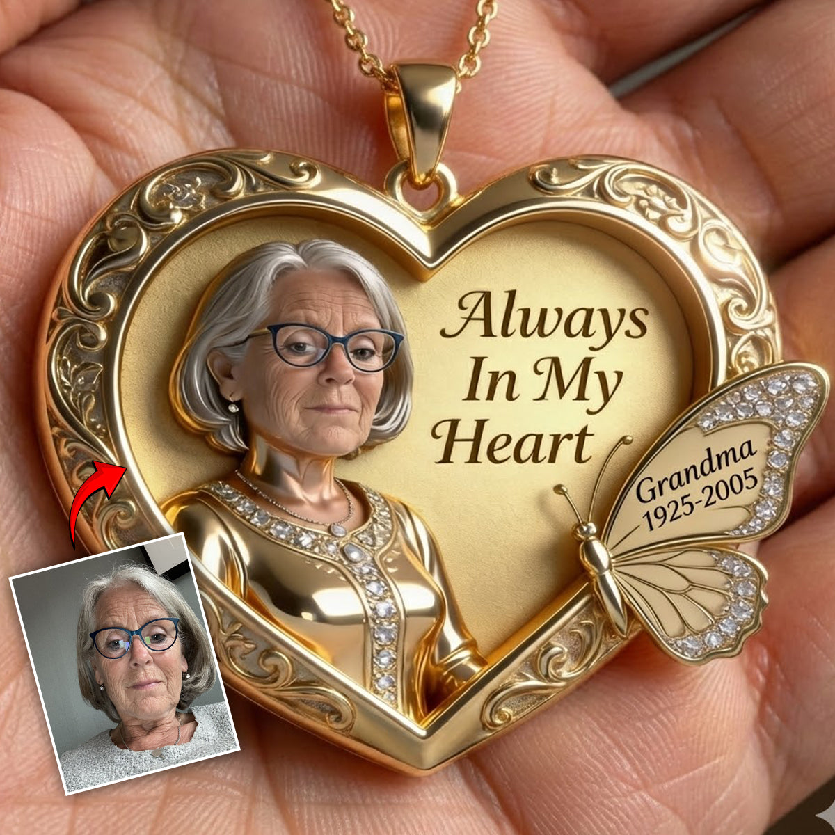 Collier pendentif personnalisé en métal en forme de mémorial, avec n'importe quelle photo qui vous manque à jamais