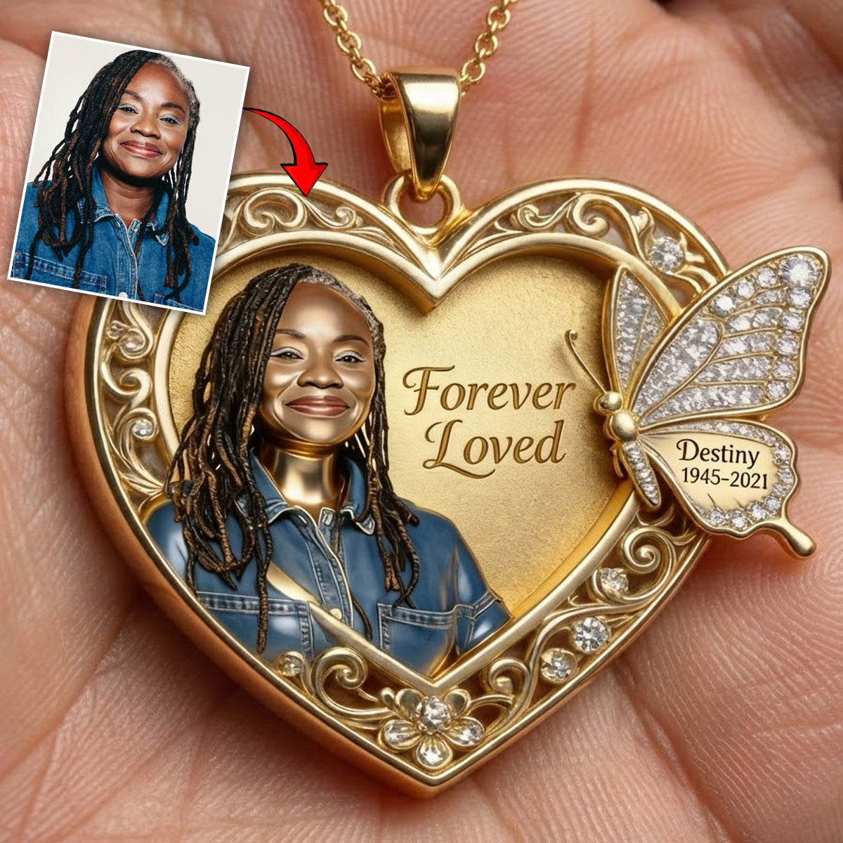 Collier pendentif personnalisé en métal en forme de mémorial, avec n'importe quelle photo qui vous manque à jamais