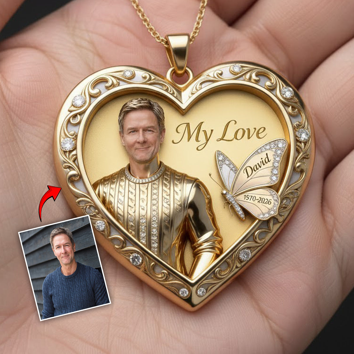 Collier pendentif personnalisé en métal en forme de mémorial, avec n'importe quelle photo qui vous manque à jamais
