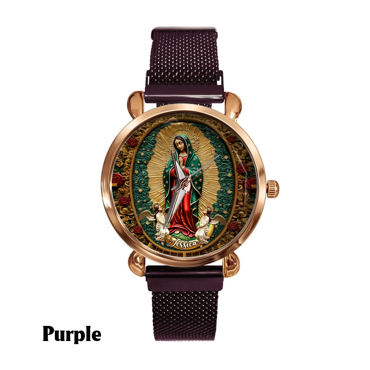 Notre-Dame de Guadalupe - Montre-bracelet chrétienne personnalisée pour femme