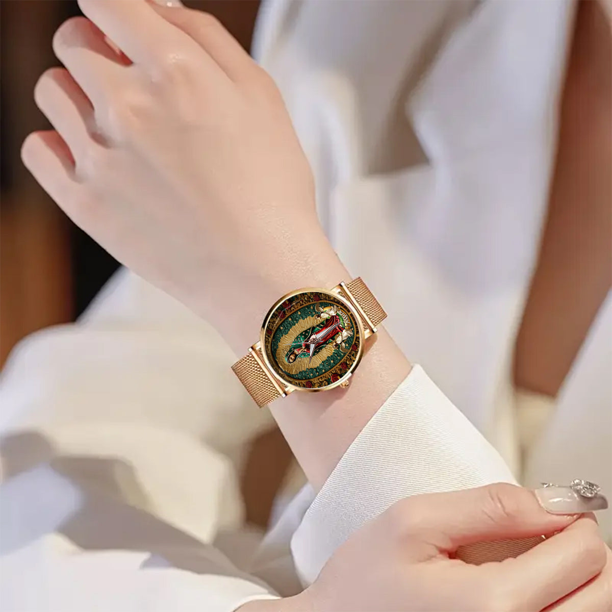 Notre-Dame de Guadalupe - Montre-bracelet chrétienne personnalisée pour femme